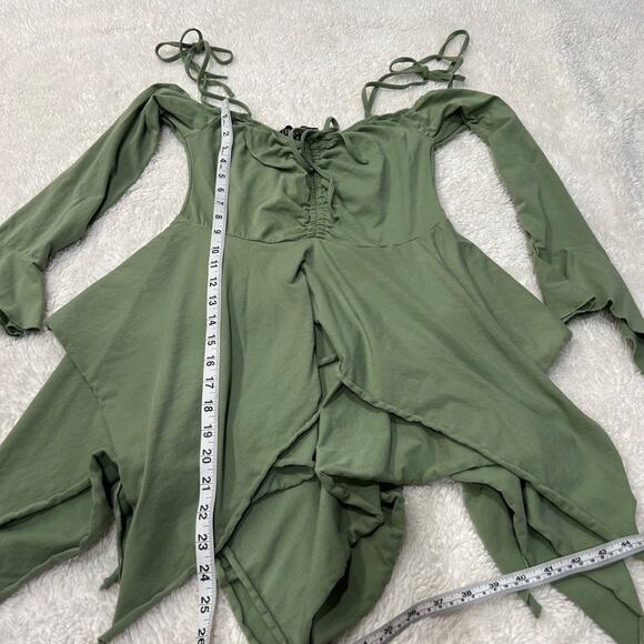 Y2K Current Mood Dolls Kill Womens Off the Shoulder Fairy Green Cotton Dress L - Picture 4 of 6